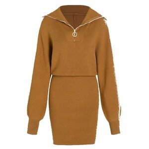Cider Brown Long Sleeve Dress